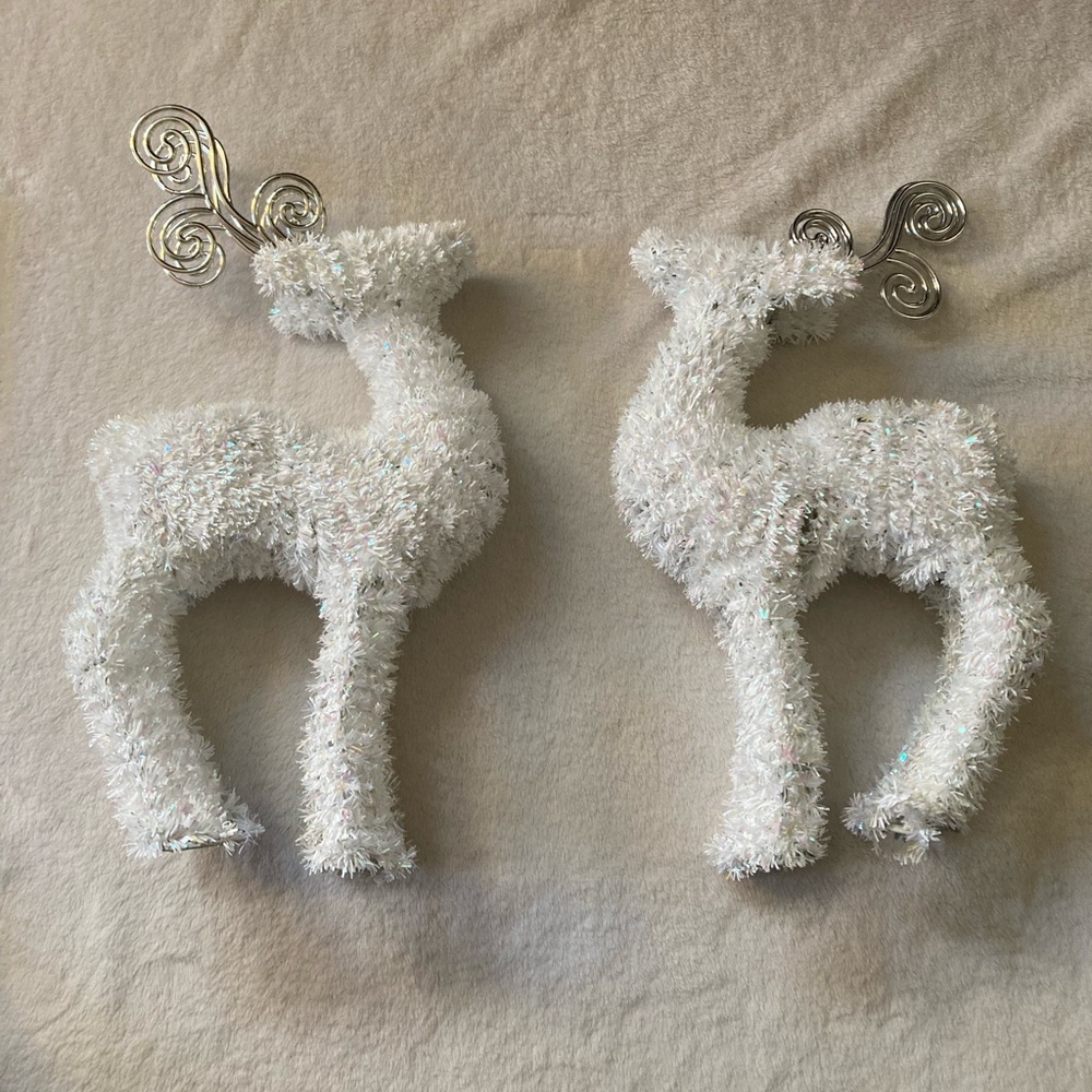 White Tinsel Reindeer Decor